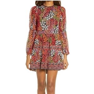 Saylor Talley Floral Long Sleeve Mini Dress Size Small